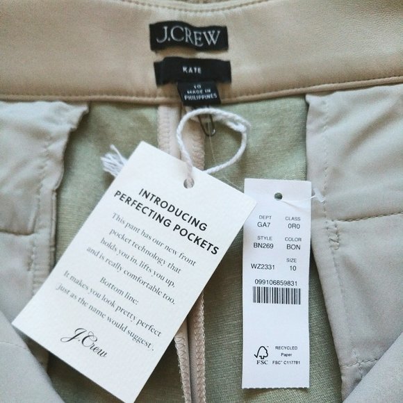 J.Crew KATE STRAIGHT LEG PANT IN FAUX LEATHER, Size 10, Color BONE - Picture 9 of 14